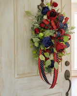 Large Patriotic Floral Swag for Front Door Red White Blue Americana Decor TCT Crafts