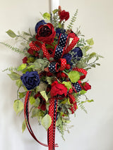 Large Patriotic Floral Swag for Front Door Red White Blue Americana Decor TCT Crafts