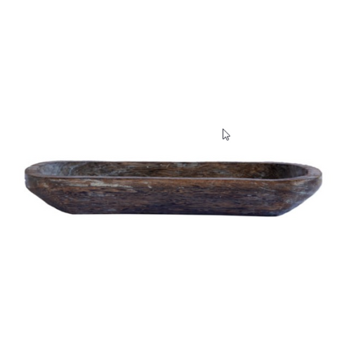 Rustic Wooden Dough Bowl Tray - Antique Brown Oval for Centerpieces, Candle Making, and Table Décor