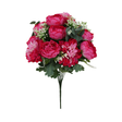 Peony Dahlia Bush x14 | Pink Fuchsia Floral Stem | 21" Bush-85585-BTY Golden Bell
