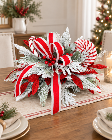 Red & White Peppermint Lollipop Holiday Centerpiece | Christmas Table Decor | 22x13 Festive Arrangement TCT Crafts