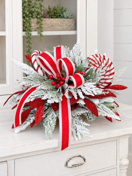 Red & White Peppermint Lollipop Holiday Centerpiece | Christmas Table Decor | 22x13 Festive Arrangement TCT Crafts