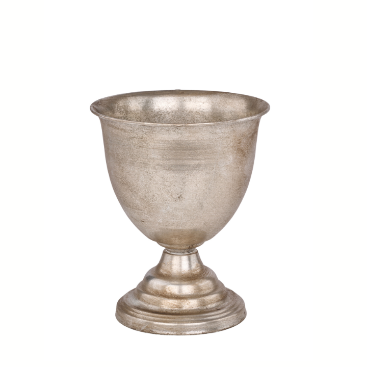 9.5" Pewter Compote Bowl | Footed Tin Floral Vase Waterproof Silver-KE273031 Craig Bachman