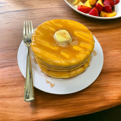 Realistic Fake Pancake Stack Display with Faux Butter & Syrup - Non-Edible Decorative Prop