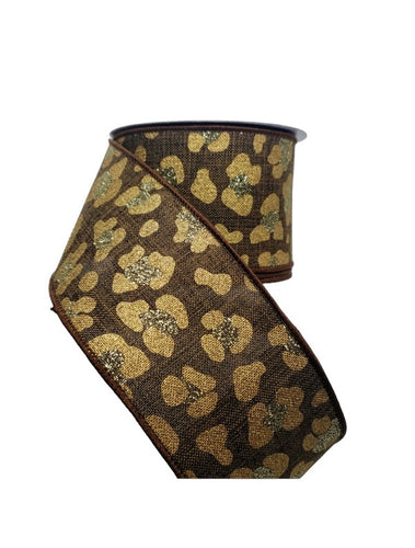 Leopard Print Ribbon on Royal - Wild Elegance for Stylish Crafts and Decor 2.5 inch -RGB141304