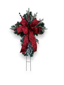 Elegant Christmas Cross Grave Marker - Honor Your Loved Ones During the Holidays-TCT1668