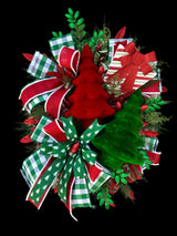 Festive Traditional Red/Green Christmas Tree Wreath - Holiday Decor - Artificial Pine - Glitter Sprays - Cedar Wreath-Red and Green Holiday TCT Crafts