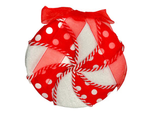 6" Foam/Fabric Peppermint Polka Dot Christmas Ornament - Red/White Holiday Decor-MTX70812