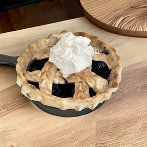 Mini Faux Blueberry Pie in Cast Iron Skillet, 4" Patriotic Tiered Tray Decor, Handcrafted Fake Pie Display by TCT Crafts