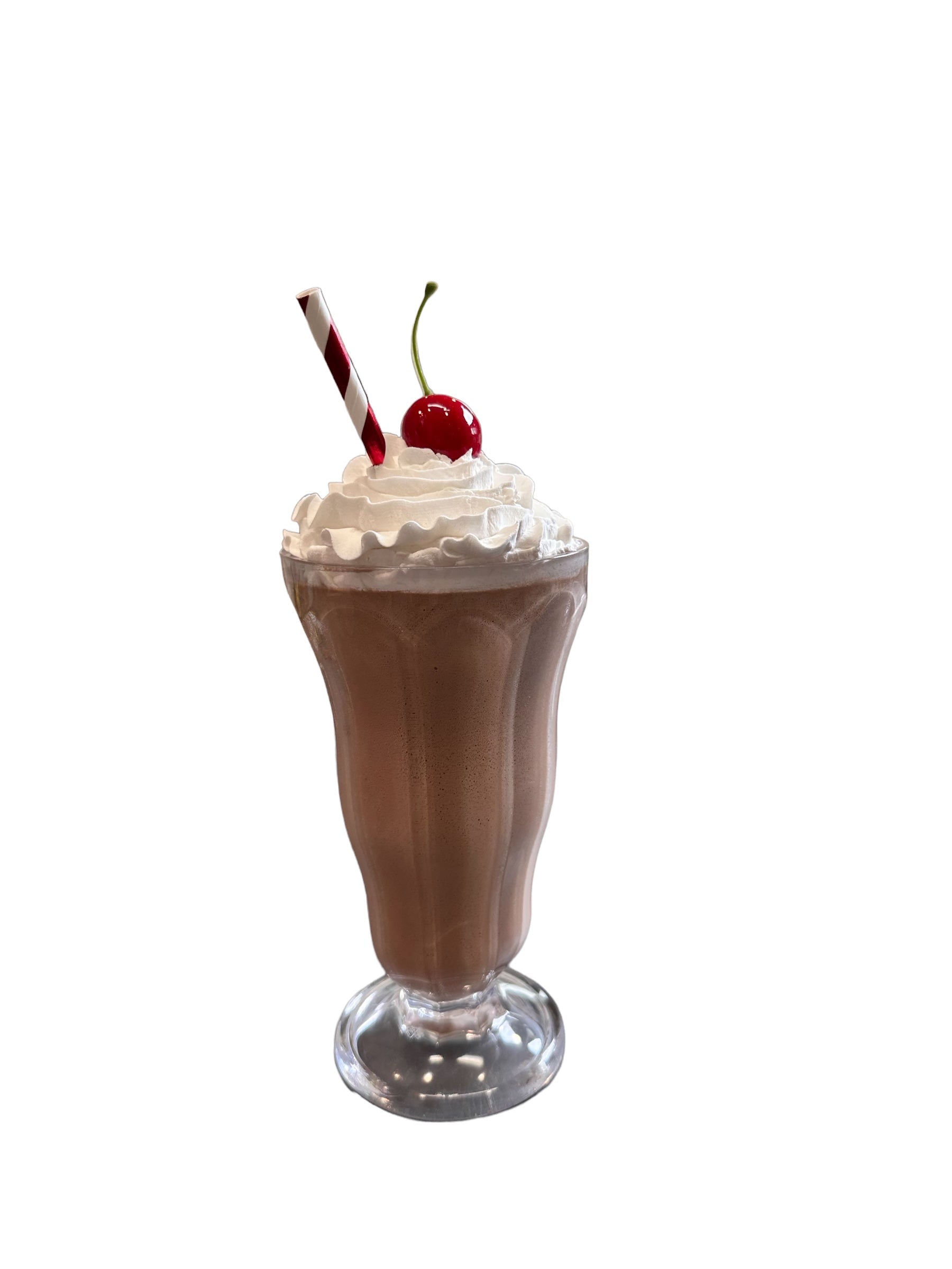 Handmade Faux Chocolate Milkshake with Cherry and Straw - Food Photography Prop - Kitchen Decor - 11 Inches TCT Crafts