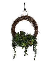 Load image into Gallery viewer, Faux Succulent Grapevine Wreath - 14x20 Earthy Home Decor, Lifelike Greenery, Handmade Plant Lover&#39;s Wreath, Small Gift for New Homeowner