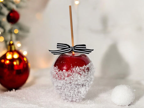 Winter Faux Snowy Red Candy Apple | 7" Non-Edible Decorative Holiday Accent for Tiered Trays and Vignettes I TCT Crafts TCT Crafts