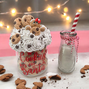 Cookies for Santa Display | Faux Chocolate Chip Cookies & Milk | Christmas Decor | Handmade 9x5 Kitchen Holiday Decoration