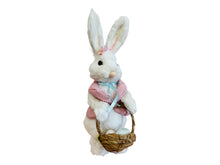 Load image into Gallery viewer, 13&#39;&#39; Easter Bunny Decor with Basket of Eggs - Whimsical Spring Figurine-63797WT