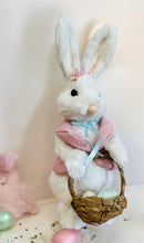 Load image into Gallery viewer, 13&#39;&#39; Easter Bunny Decor with Basket of Eggs - Whimsical Spring Figurine-63797WT