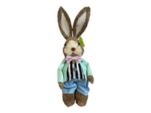 Load image into Gallery viewer, 12&#39;&#39; Styrofoam Bunny Decor - Mint Green Jacket &amp; Pink Bowtie -63808AQU