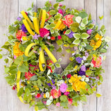 Extra Large Summer Floral Grapevine Wreath with Bright Wildflowers and Hydrangeas for Front Door or Office