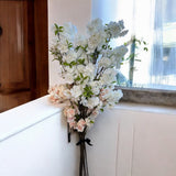 30.5" Faux Peach Blossom Bundle – 10 Artificial Stems for Vases, Floral Centerpieces & Wedding Decor-ZBB685-WH/PE