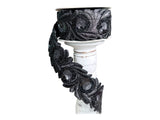 2.5" x 5YD Farrisilk Black Raven Quills Ribbon – Wired Designer Trim for Gothic & Halloween Decor-HR039-92 Farrisilk