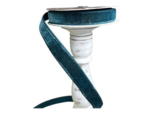 Luxurious Farrisilk 1" x 10 yd Dark Teal Velvet Wired Ribbon | Premium Holiday Craft Supply-RA008-19 Farrisilk