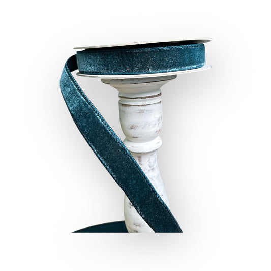 Luxurious Farrisilk 1" x 10 yd Dark Teal Velvet Wired Ribbon | Premium Holiday Craft Supply-RA008-19 Farrisilk
