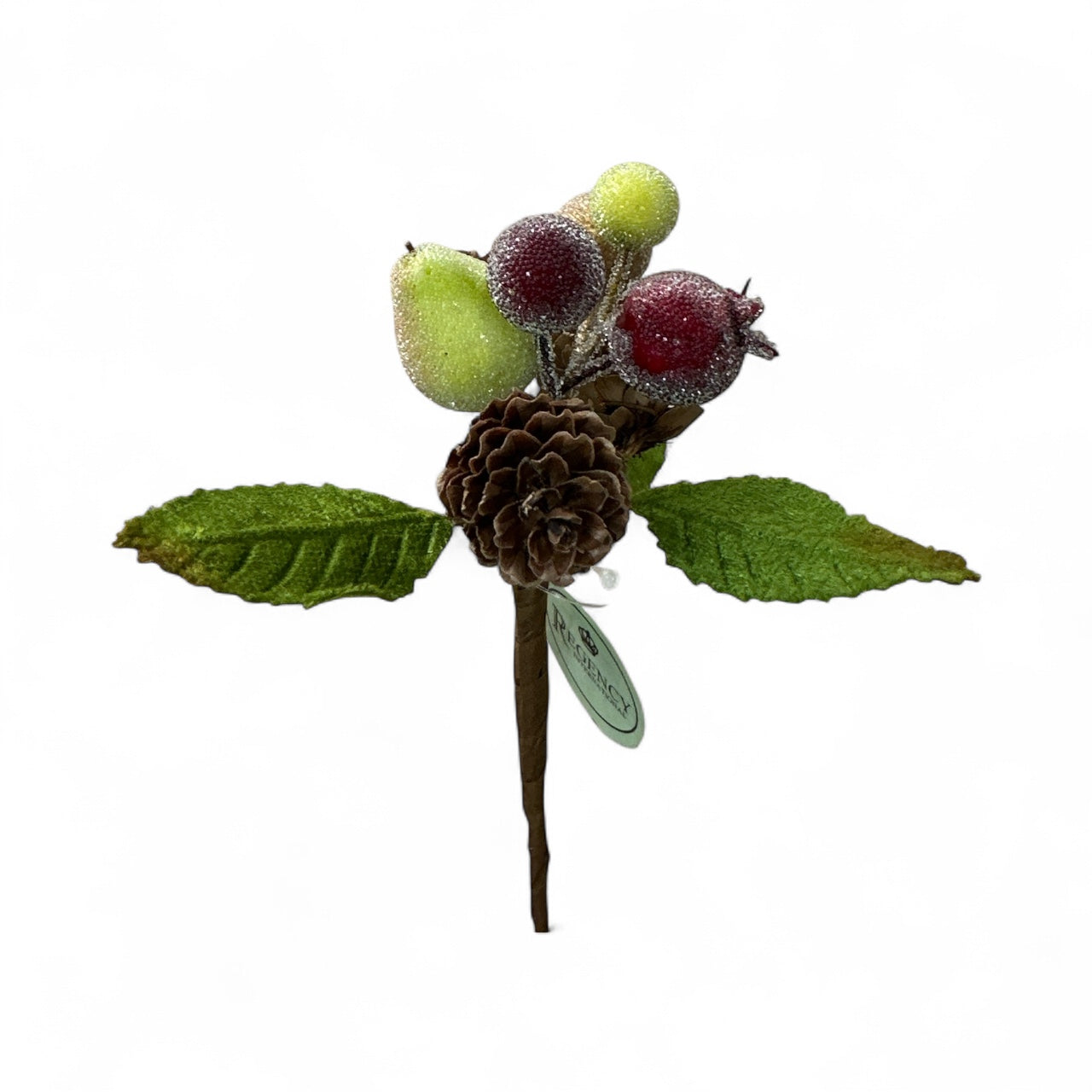 Beaded Fruit & Pinecone Pick – 8" Williamsburg Christmas Holiday Stem-MTX63316 Regency
