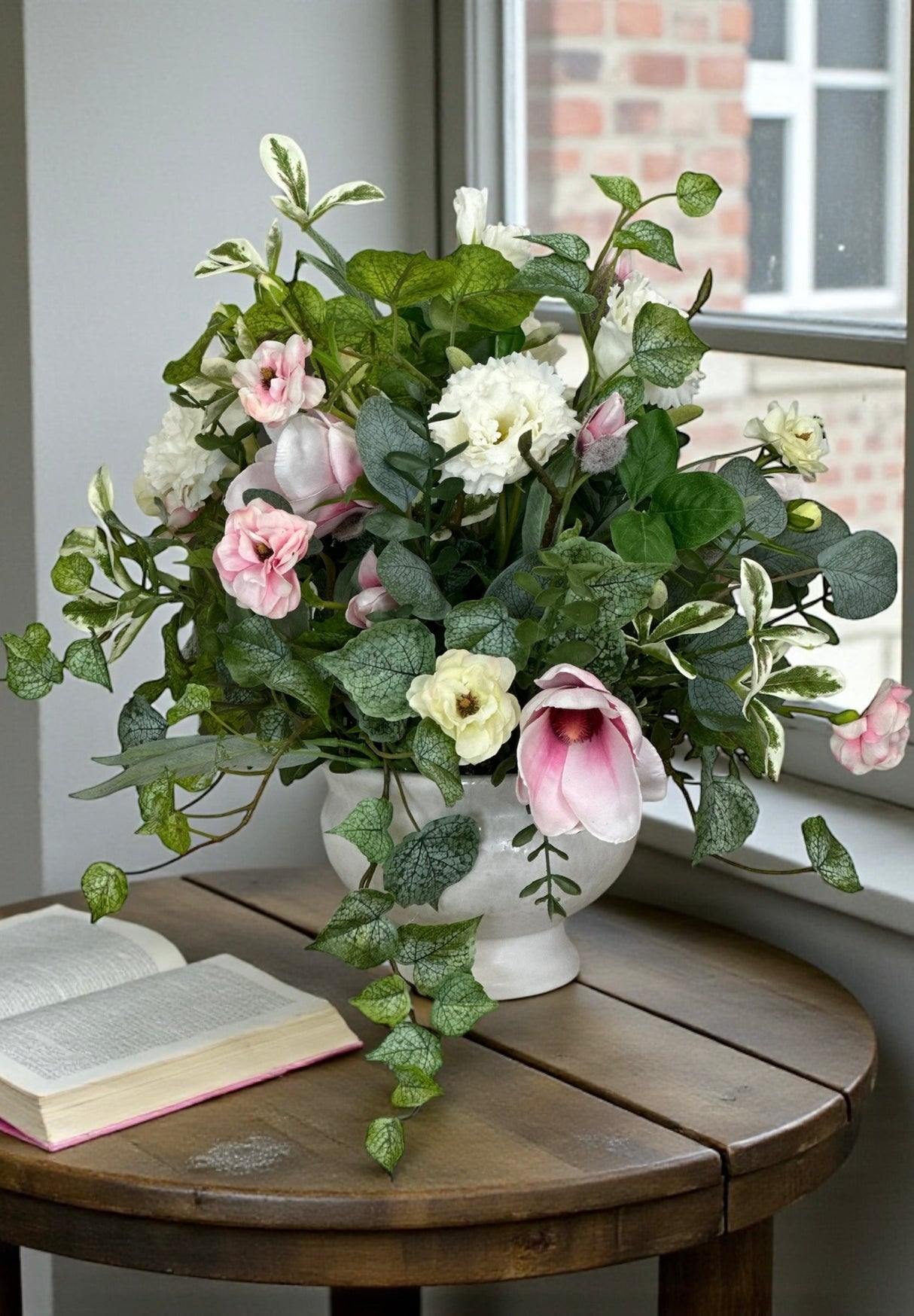 Spring Magnolia Lisianthus Floral Arrangement | Luxury Real Touch Centerpiece TCT Crafts