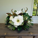 Rustic Magnolia & Antler Dough Bowl Centerpiece for Everyday and Winter Decor TCT Crafts