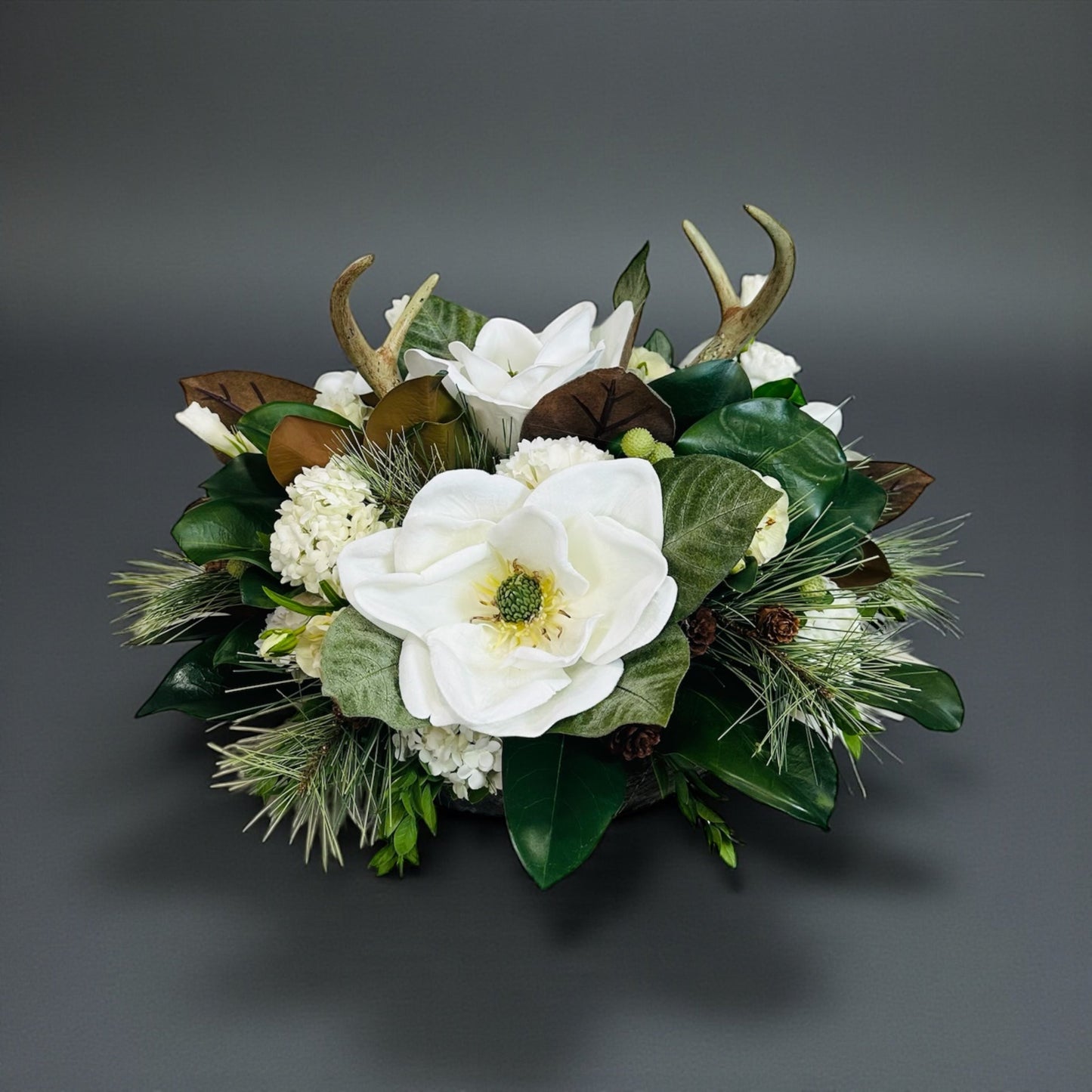 Rustic Magnolia & Antler Dough Bowl Centerpiece for Everyday and Winter Decor TCT Crafts