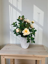 Artificial Cream Rose Arrangement in Cement Planter TCT Crafts