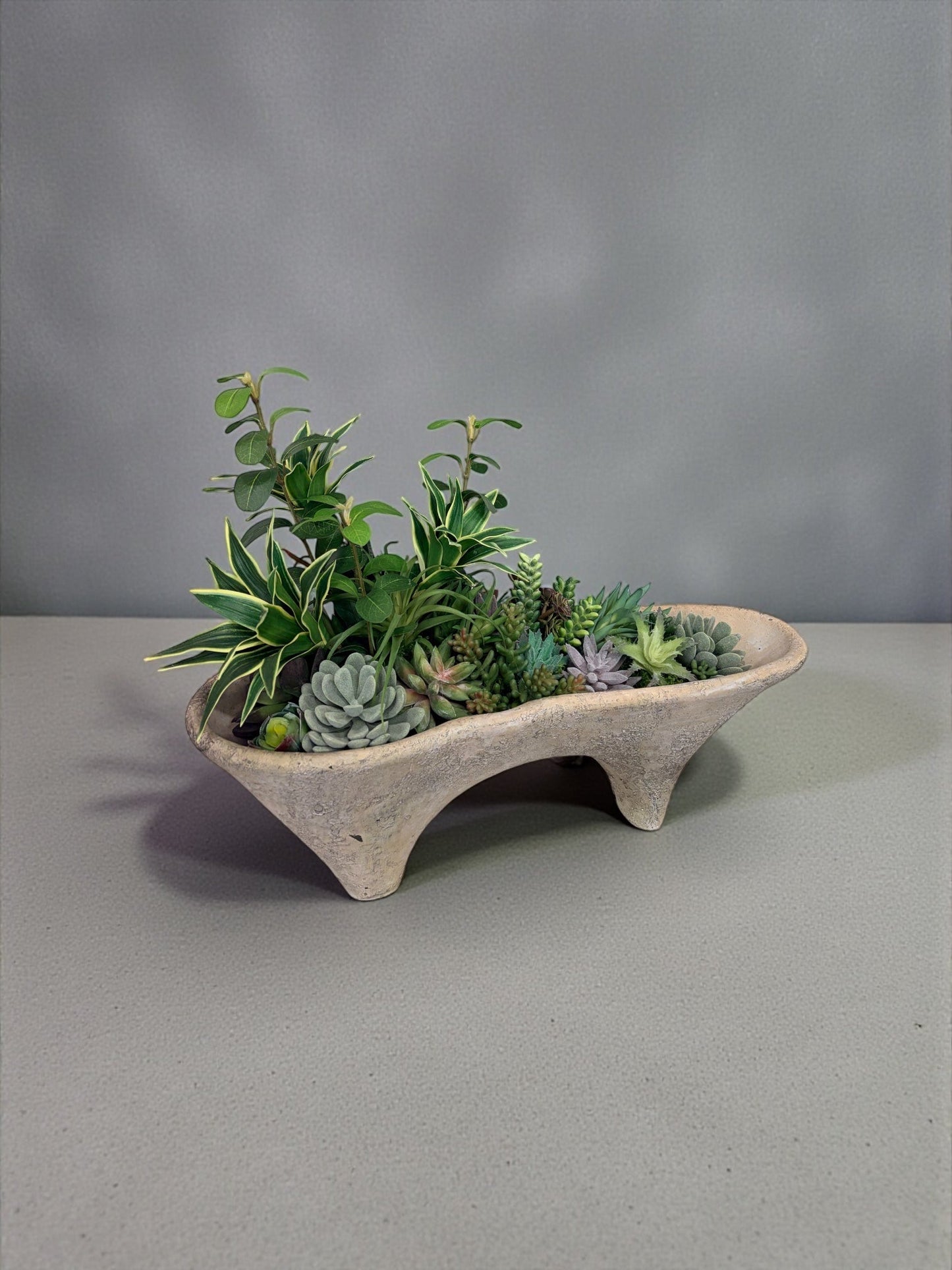 Succulent Arrangement in Cement Planter | Neutral Modern Centerpiece TCT Crafts