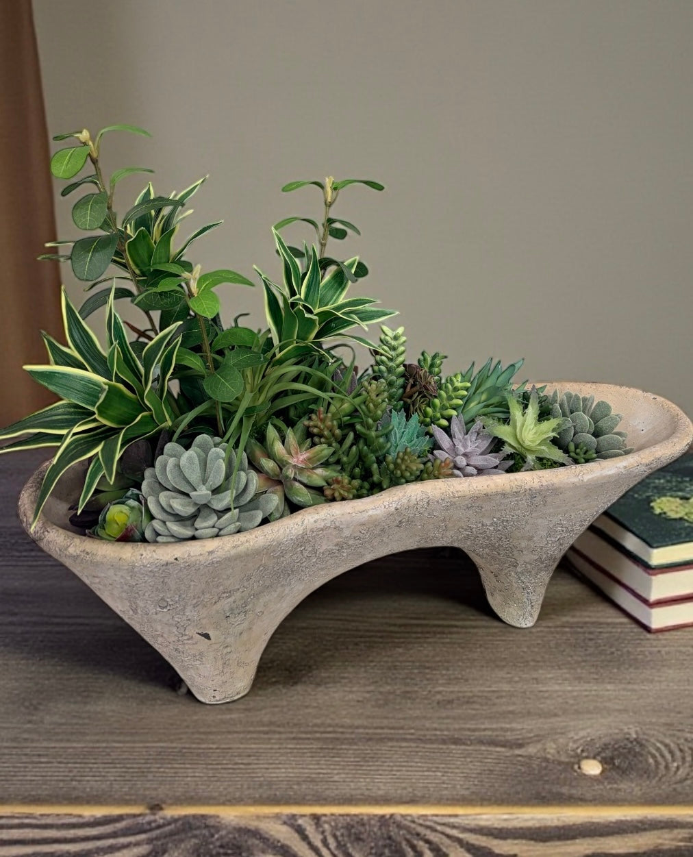 Succulent Arrangement in Cement Planter | Neutral Modern Centerpiece TCT Crafts