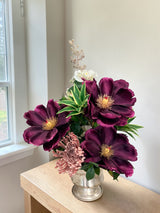 Purple Magnolia Floral Arrangement Silk Flower Centerpiece TCT Crafts