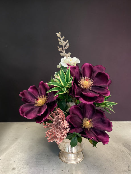Purple Magnolia Floral Arrangement Silk Flower Centerpiece TCT Crafts