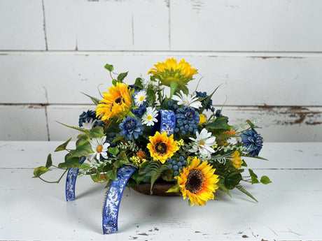 Sunflower Chinoiserie Floral Arrangement 22 Inch Decor TCT Crafts