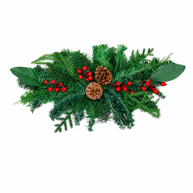 Pine Swag with Berries and Pinecones | Magnolia Leaf Christmas Decor | 24" Swag-WF705-RD Sims Pottery