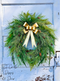24" Pine Winter Holiday Wreath with Cedar & Gold Bow | Classic Christmas Door Decor TCT Crafts