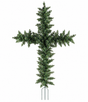 Artificial Pine Cemetery Cross with Stake — Graveside Memorial Decoration, 22 Inch -VC002 Sims Pottery
