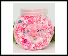 Load image into Gallery viewer, 150g Pink Candyland Christmas Polymer Clay Sprinkle Mix - Pink Peppermints &amp; White Snowflakes - Perfect for Fake Bakes, Clay Art, Slime - Festive, Joyful, and Enchanting