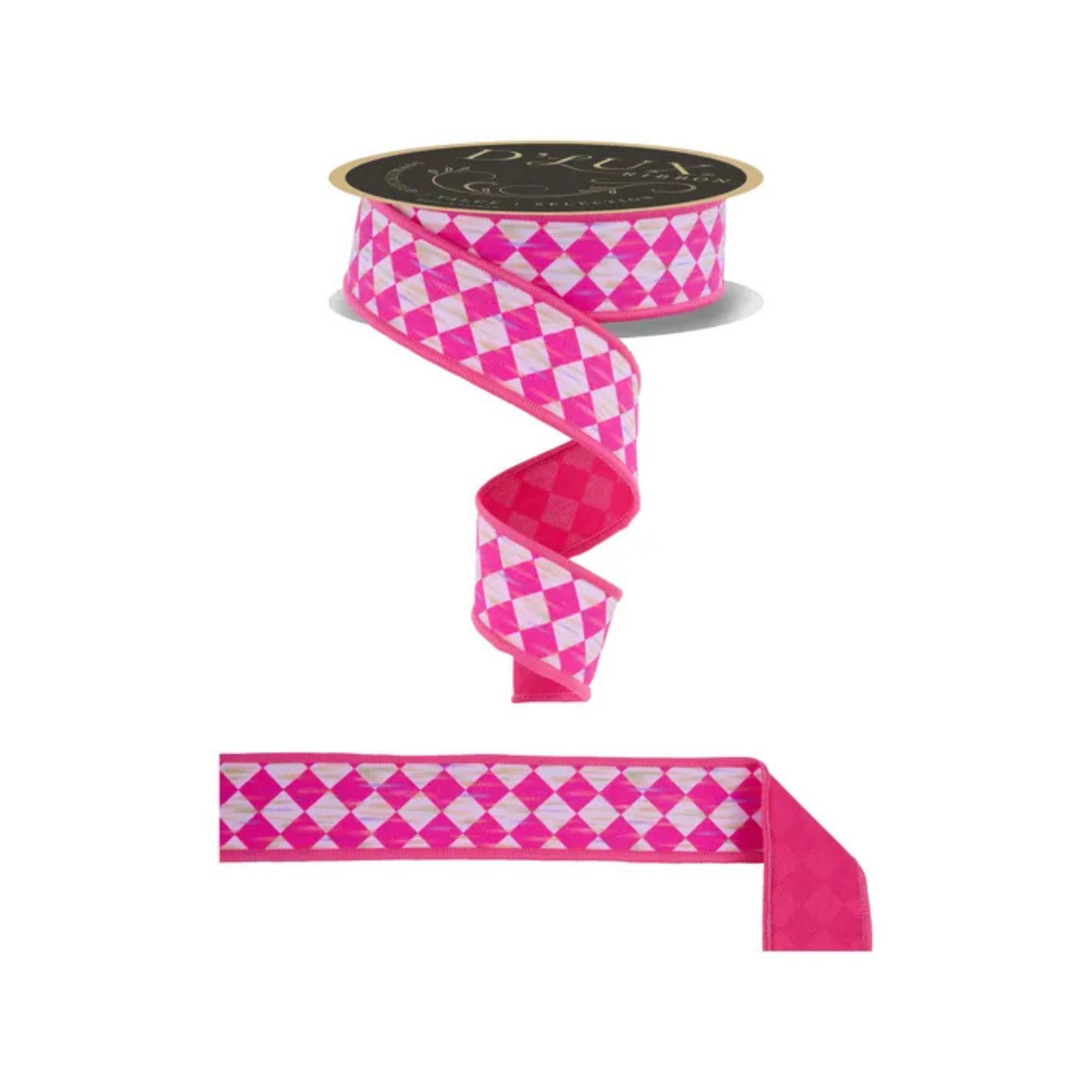Hot Pink Antique Diamond Ribbon – 1.5x10yd Wired Spring Craft Ribbon-L ...