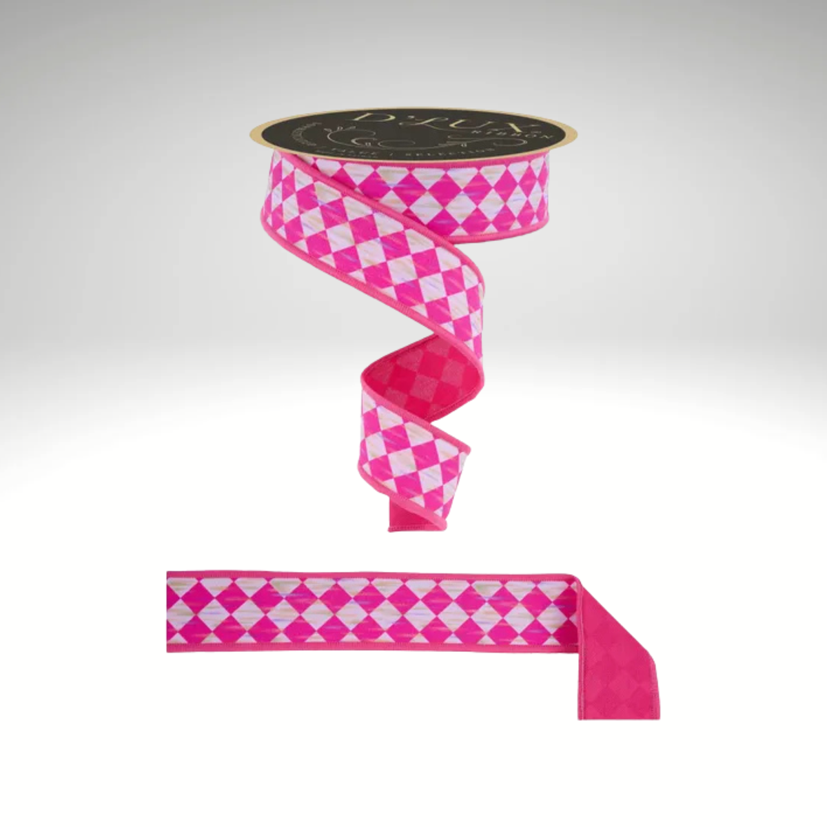 Diamond Pattern Ribbons Hot Pink Antique Diamond Ribbon – 1.5x10yd Wired Spring Craft Ribbon-L ...
