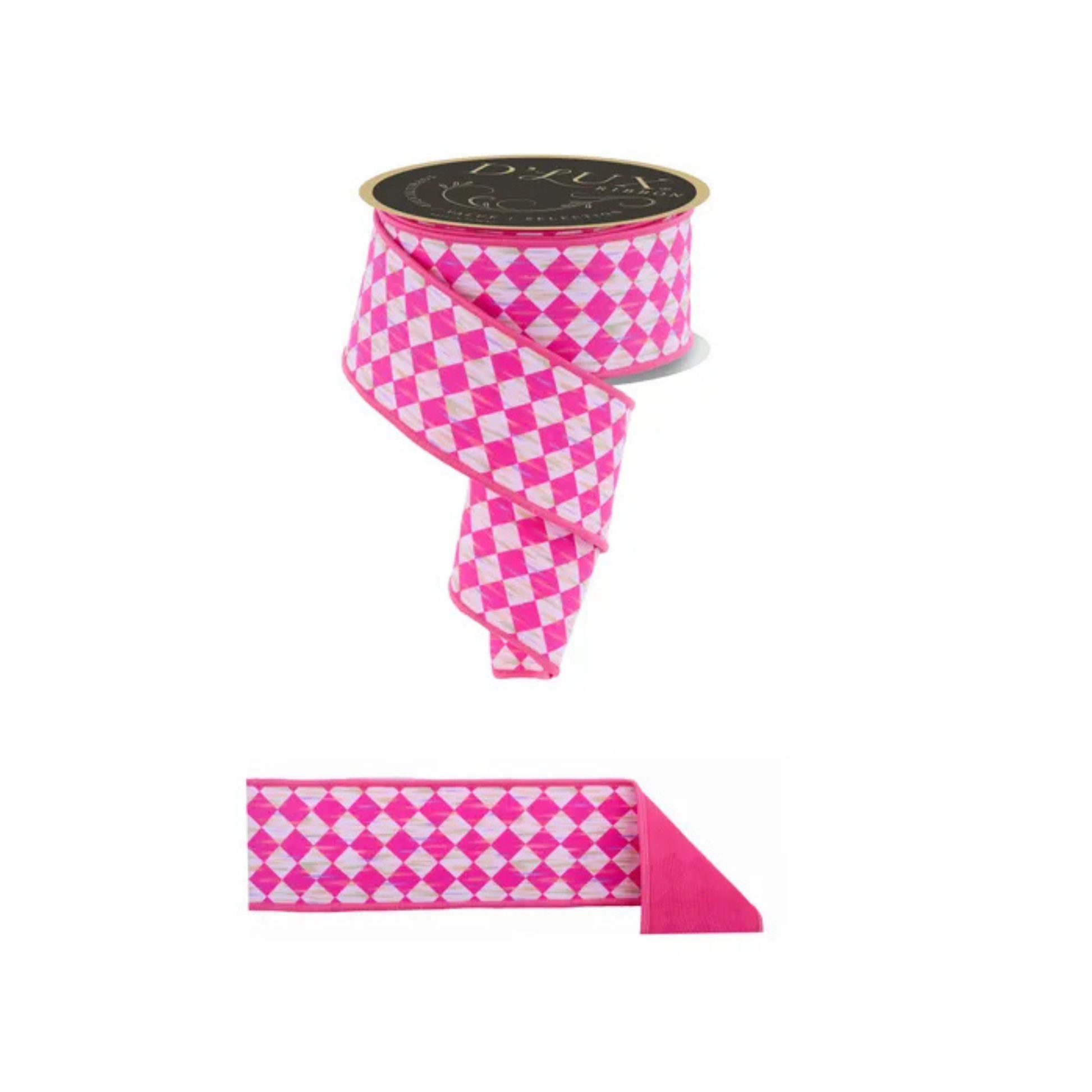 Hot Pink Antique Diamond Ribbon – 2.5x10yd Wired Spring Craft Ribbon-LX313011 Craig Bachman