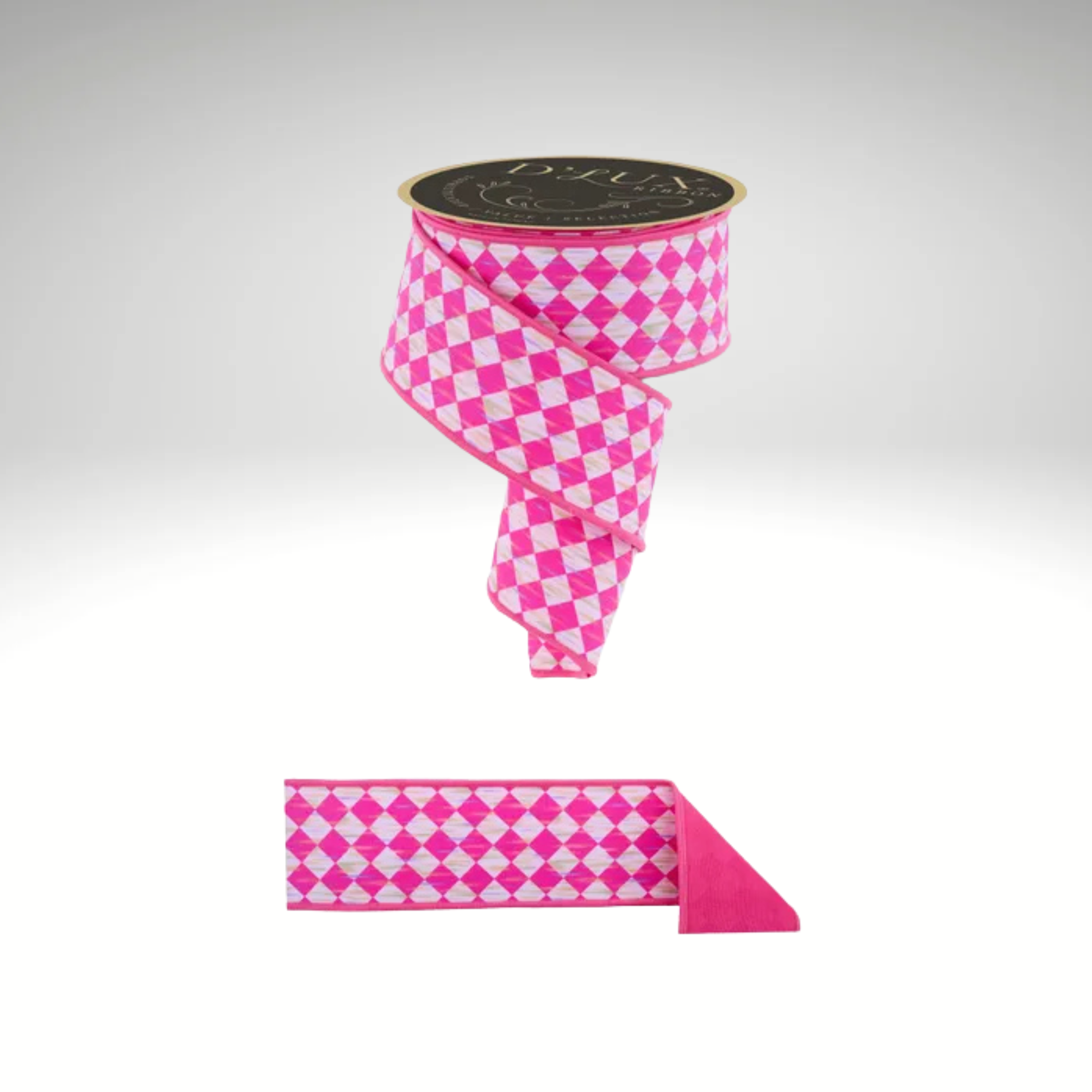 Hot Pink Antique Diamond Ribbon – 2.5x10yd Wired Spring Craft Ribbon-LX313011 Craig Bachman