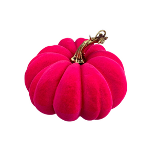 Elegant Pink Flocked Pumpkin | 4" Tall, 7" Diameter Velvet Pumpkin by TCT Crafts -56954HTPK