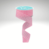 Pink & White Gingham Check Wired Ribbon 1.5"x10yd-RG01048TK Craig Bachman