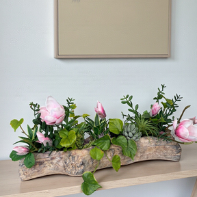 Pink Magnolia Centerpiece Driftwood Planters Spring Table Decor TCT Crafts