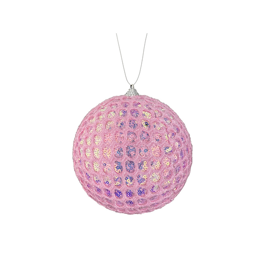 Pink 6" Sequin Ornament Ball – Shatterproof Christmas Tree Decoration-86357PK Liberty Floral