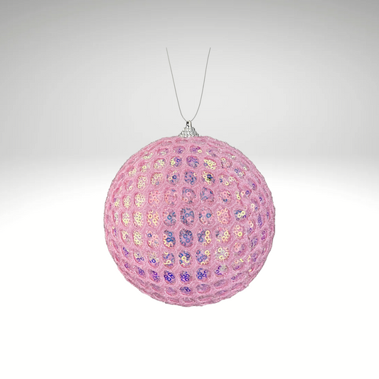 Pink 6" Sequin Ornament Ball – Shatterproof Christmas Tree Decoration-86357PK Liberty Floral