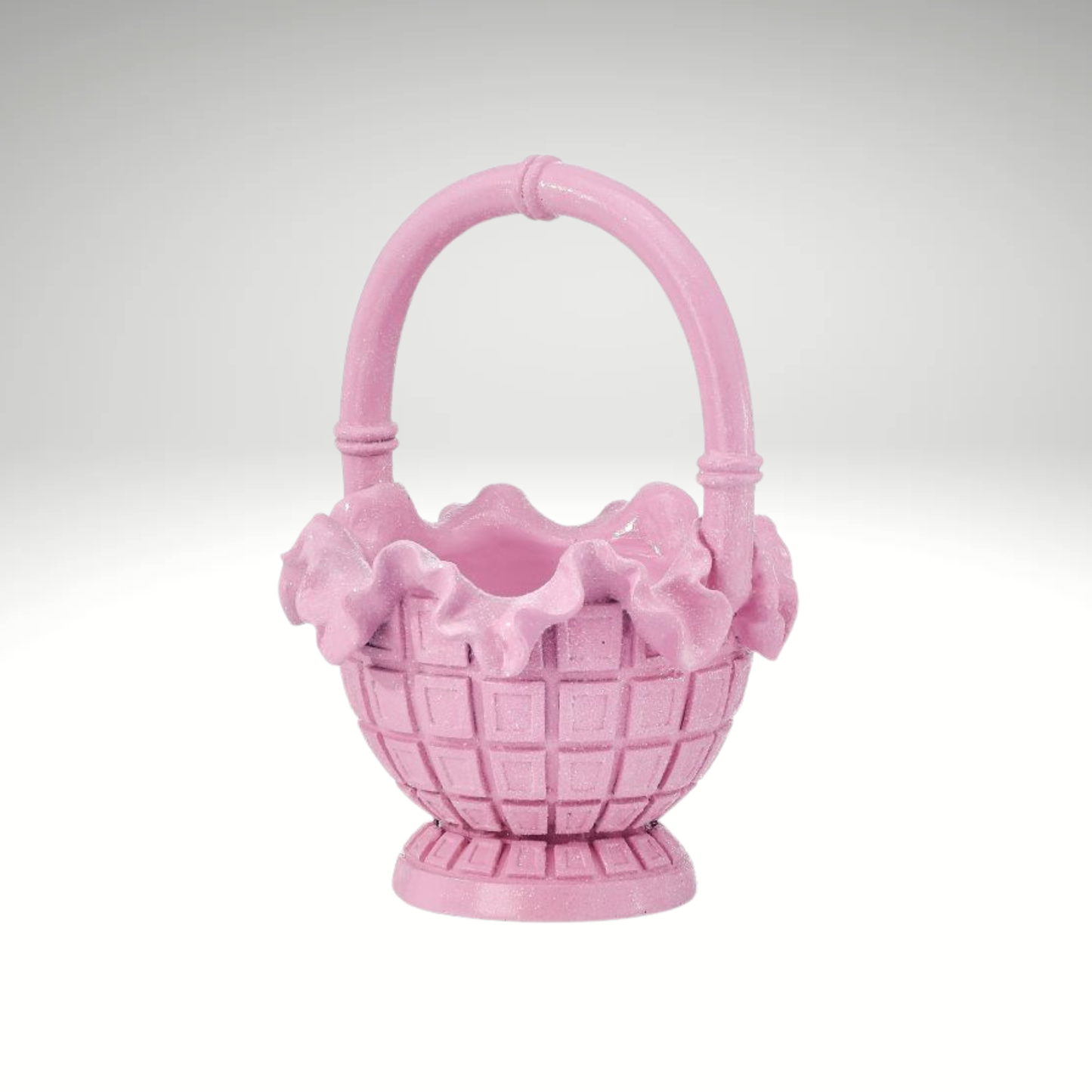 Resin Pink Easter Basket Decor 7.5 Inch-MT26774
