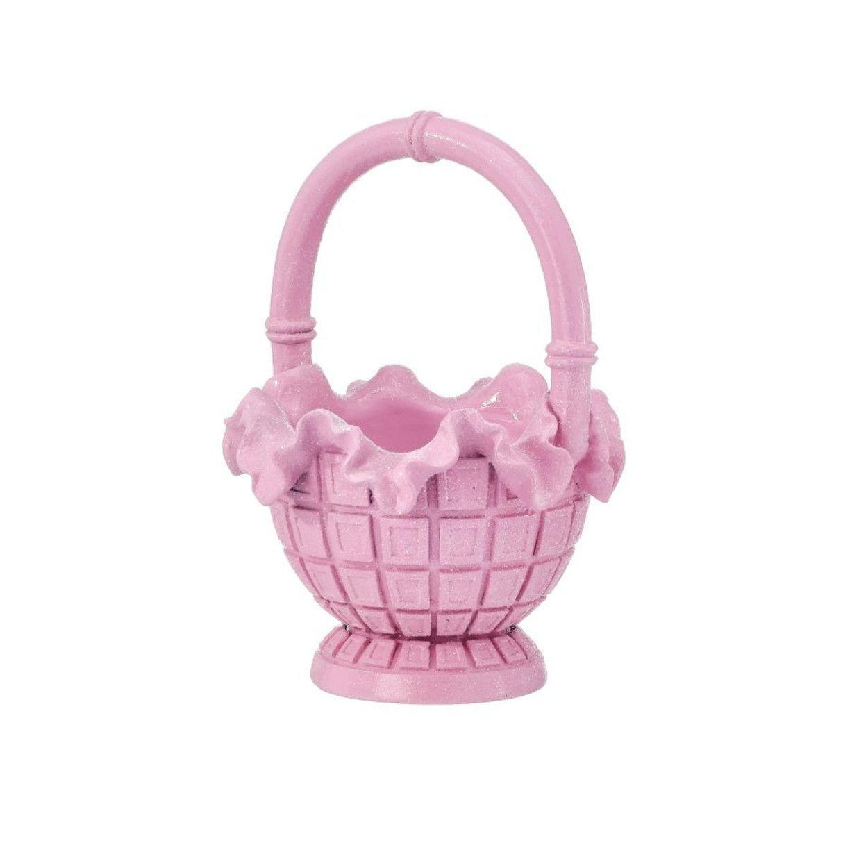 Resin Pink Easter Basket Decor 7.5 Inch-MT26774